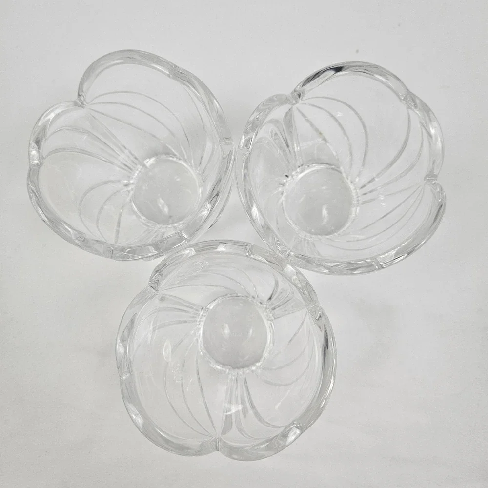 Lenox Crystal Votive Holders Artic Bloom Clear Glass Set Of 3